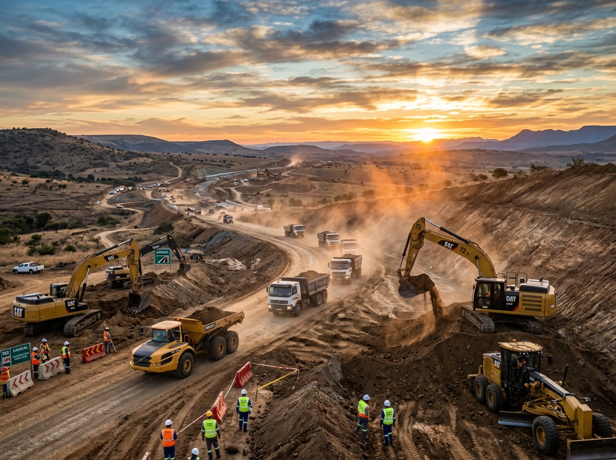 Construction site with machines